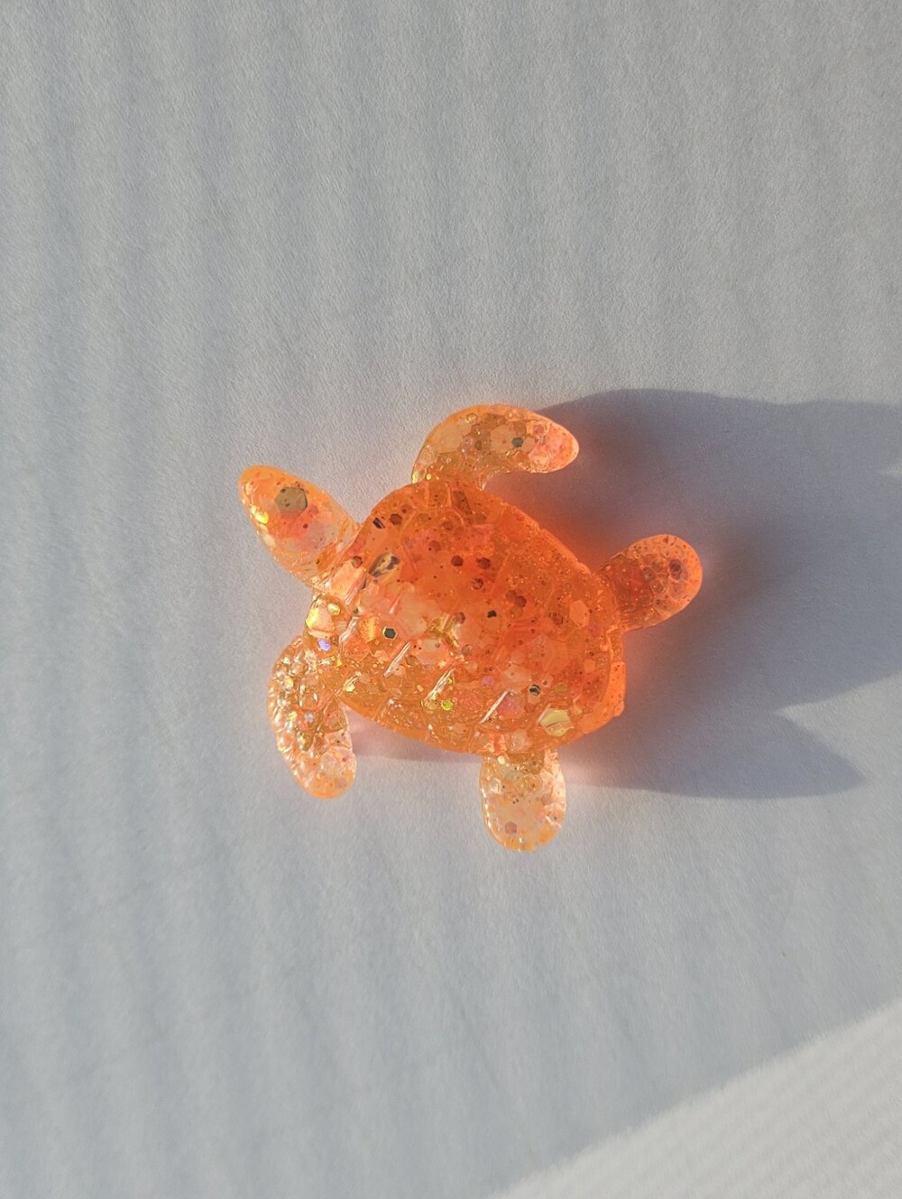 Handmade Neon Orange Mini Sea Turtle Figurine Ocean Beach Vibes Mermaidcore